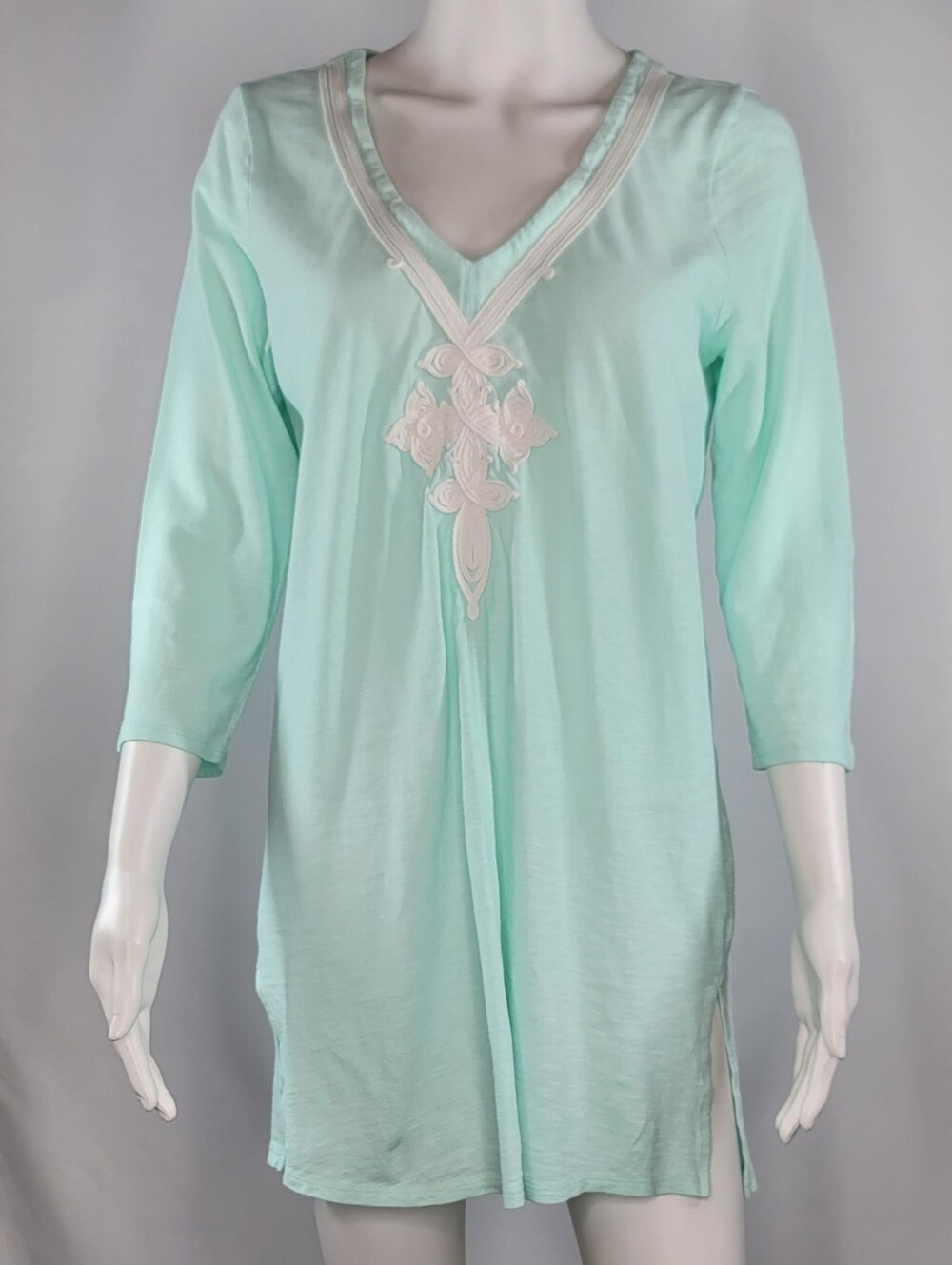 Lilly Pulitzer Seafoam Green V-Neck with Embroidered Detail Thea Tunic